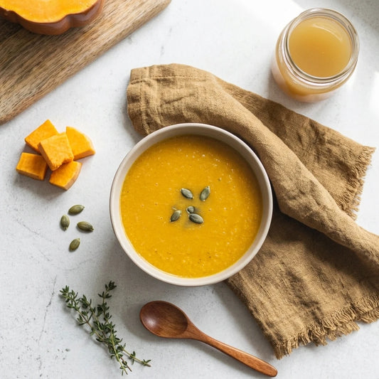 Sopa de Abóbora com Caldo de ossos
