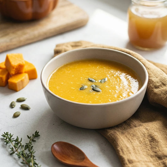 Sopa de Abóbora com Caldo de ossos
