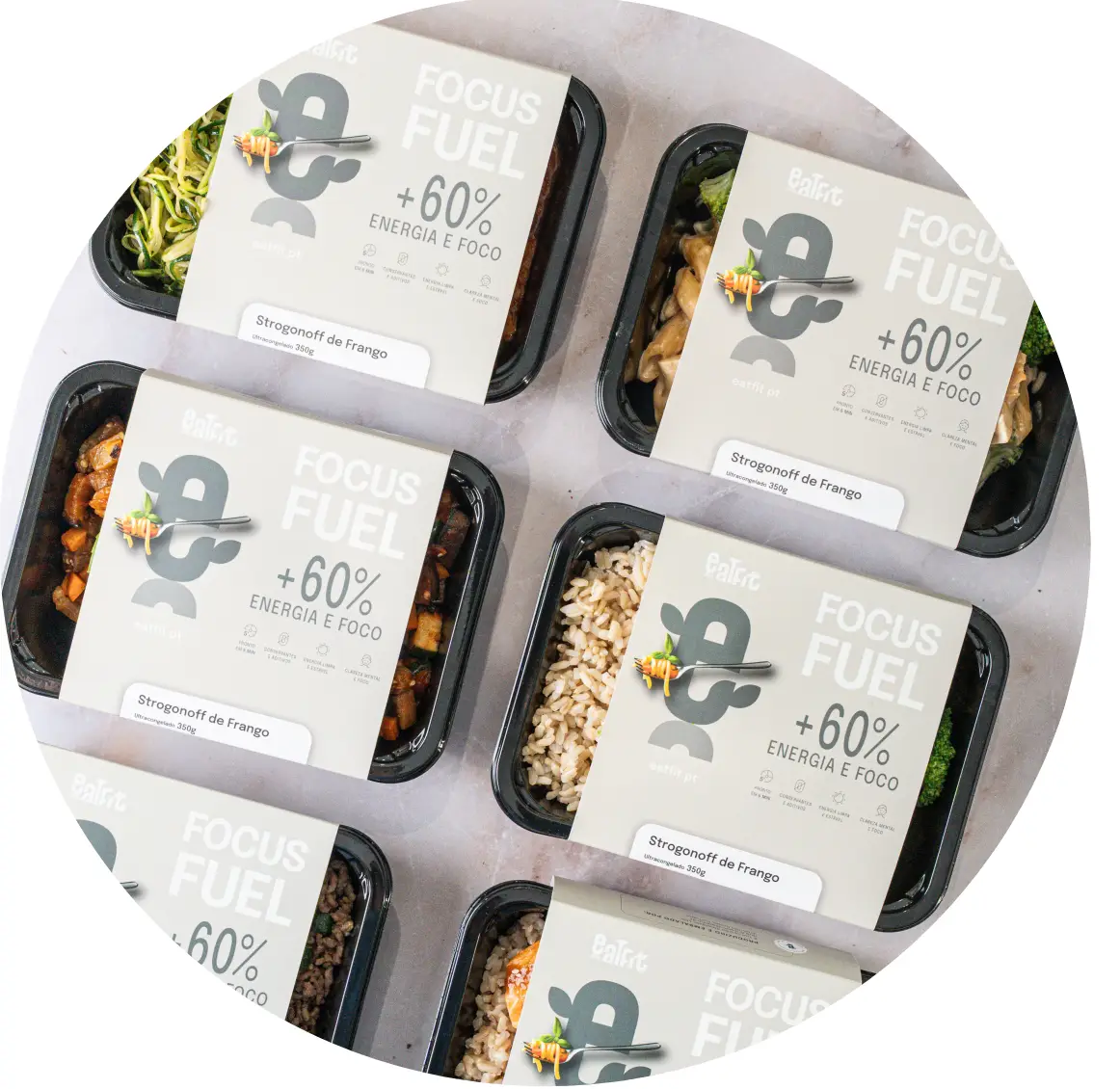 Refeições com energia, foco e performance; pack marmitas foco; focus fuel